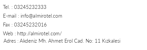 Mersin Almir Hotel telefon numaralar, faks, e-mail, posta adresi ve iletiim bilgileri